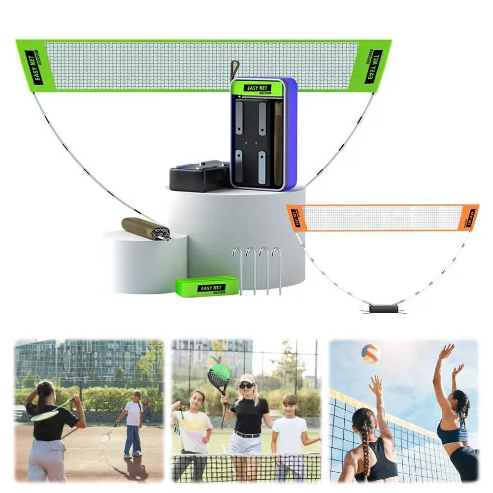 Professional Badminton Net Height Adjustable Indoor Outdoor Badminton Volleyball Tennis Training Net with Carry Bag Easy Setup