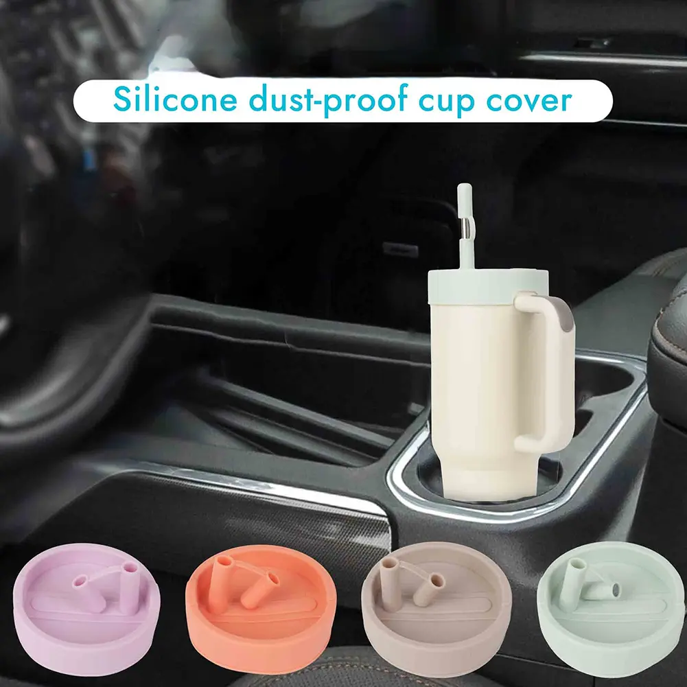 Silicone Leak Proof Cup Lid Straw Cap Reusable Spill Stopper Anti-Overflow Lid for Stanley 40oz Tumbler