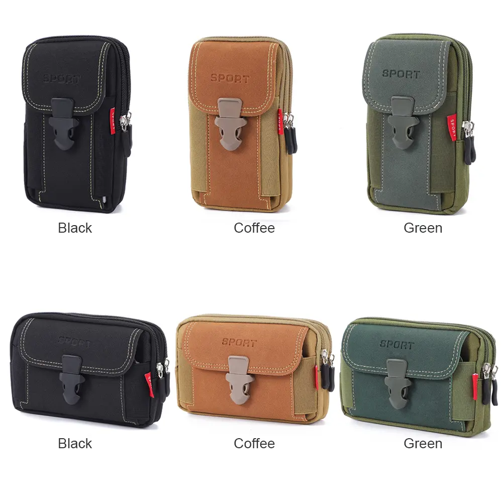 Running Pouch Travel Camping Bags Outdoor Men Canvas Waist Bag Pocket Sport Phone Purse Travel Zip Belt Bum Pouch