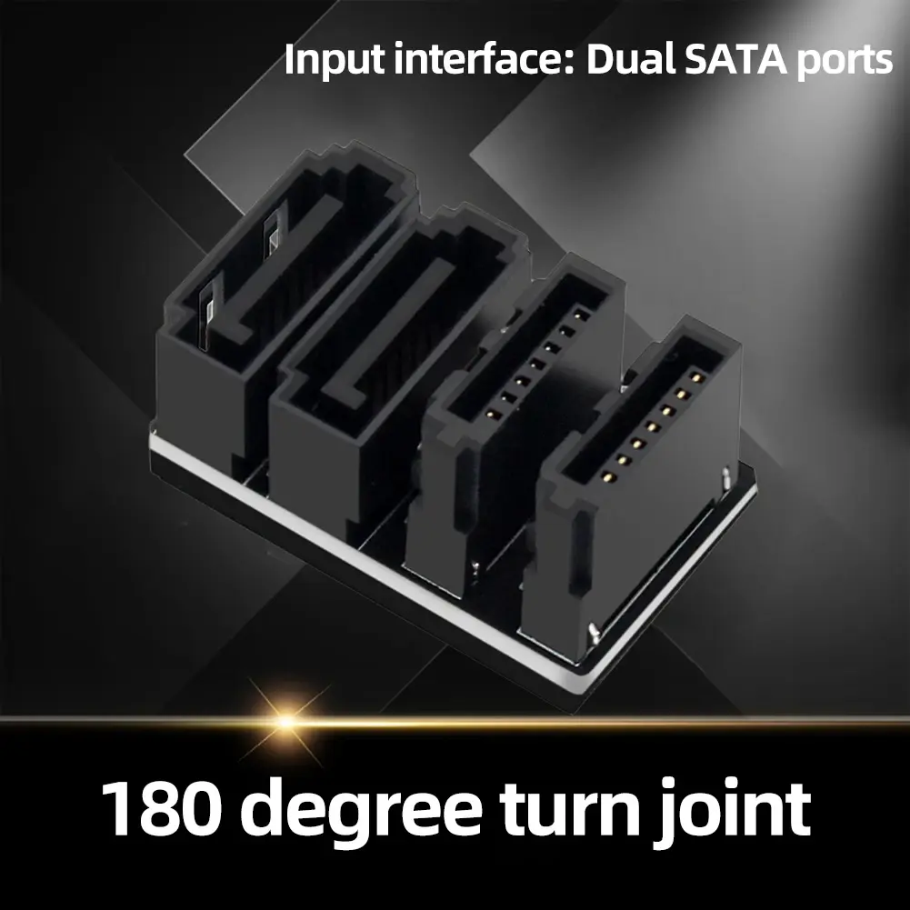 SATA 7Pin Angled Adapter Plug and Play 90/180 Degree SATA Adapter 2 SATA 7Pin Male To Female Converter for Motherboard Desktop