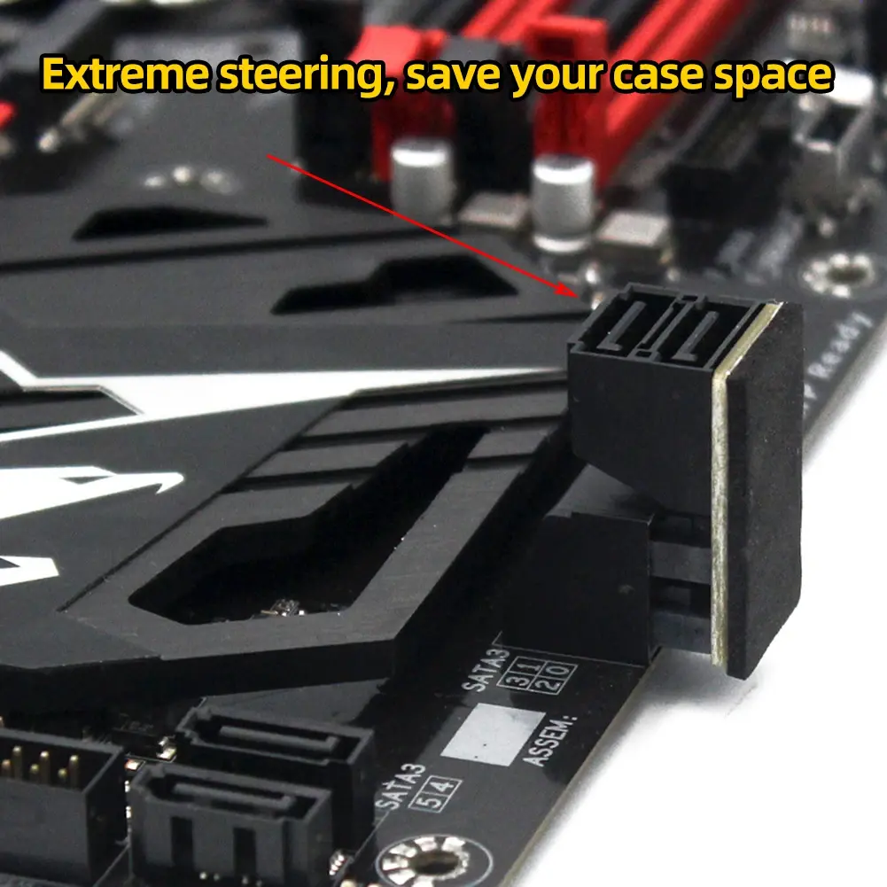 SATA 7Pin Angled Adapter Plug and Play 90/180 Degree SATA Adapter 2 SATA 7Pin Male To Female Converter for Motherboard Desktop
