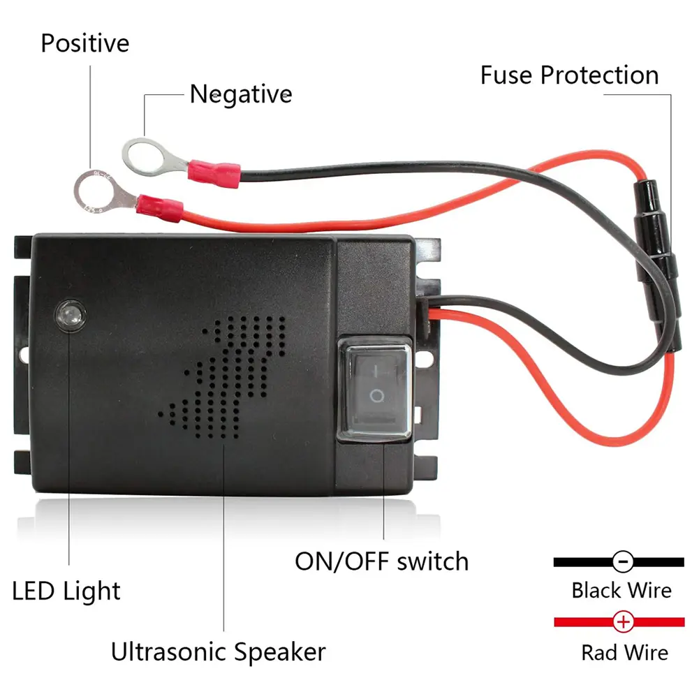 Car Ultrasound Mouse Repeller Intelligent Sensor Trucks Outdoor Safety Alert Device Circuit Protection Self-Check Mode Low Power