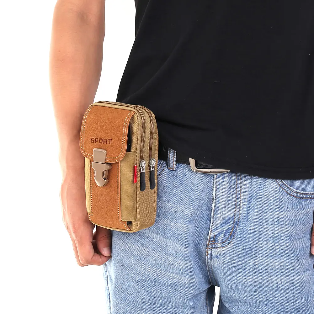 Running Pouch Travel Camping Bags Outdoor Men Canvas Waist Bag Pocket Sport Phone Purse Travel Zip Belt Bum Pouch