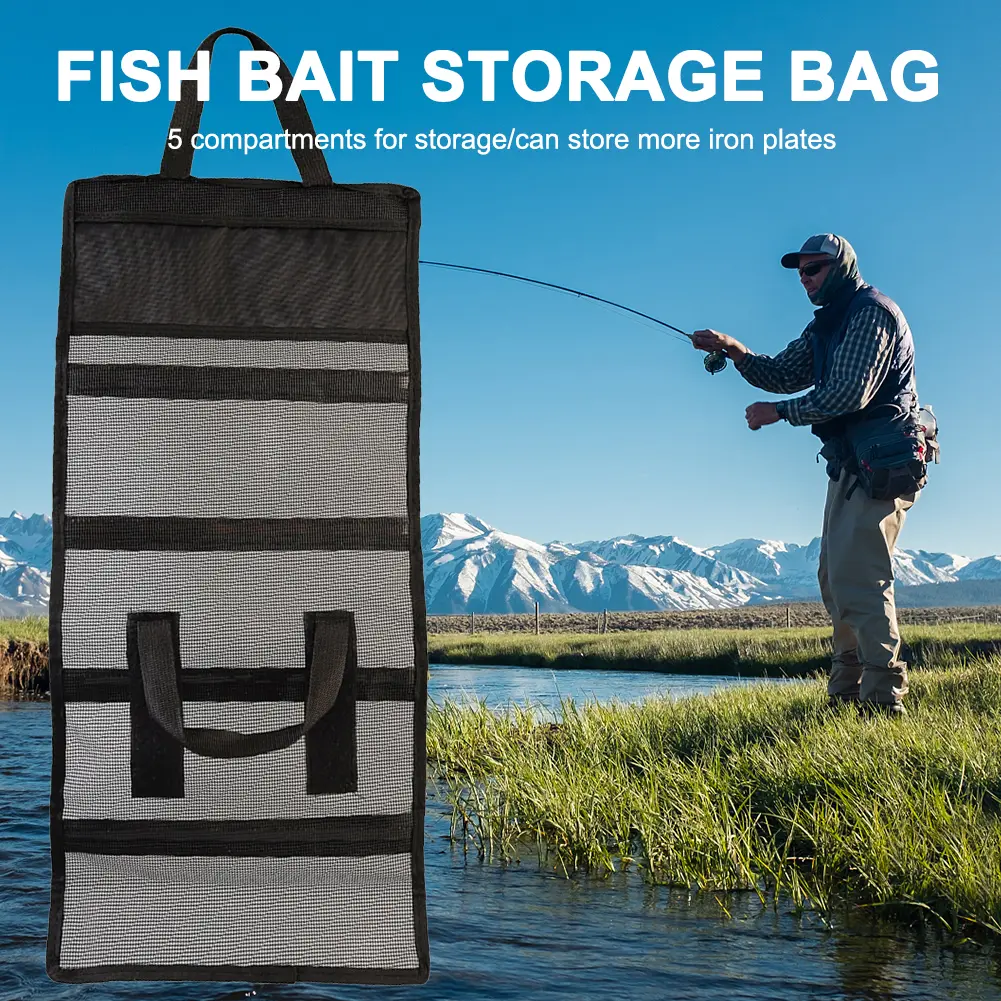 Portable Fishing Lure Bags Dirt Resistant Mesh Folding Bait Lure Hook Handbag Wear-resistant Large Capacity Outdoor Fishing Tool