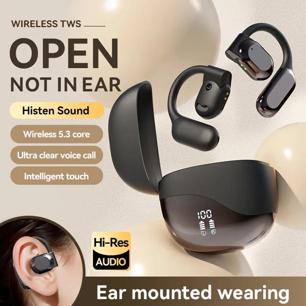 Intelligent Translator Earbuds Bluetooth-Compatible 5.4 Noise Cancelling Real Time AI Translator Earbuds Ear Hook Two-Way Voice