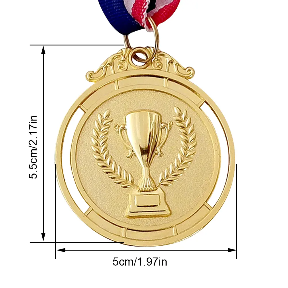 10-50pcs 2 Inches Gold Silver Bronze Award Medal with Neck Ribbon 1st 2nd 3rd Prize Medal Round for Competitions Party