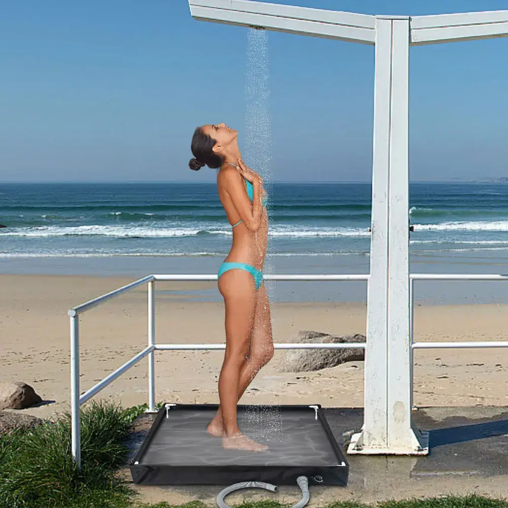 Portable Shower Base with Drain Hose Outdoor Tent Shower Tray Foldable Shower Pan for RV Outdoor Camping Shower Beach Pet Bath