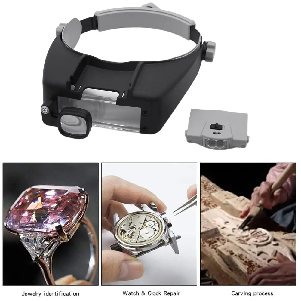 Head Mount Magnifier Glasses 1.5X 1.5X 6X 8X Loupe Helmet Magnifying Glass Multifunctional Wearable Magnifier for Reading Repair