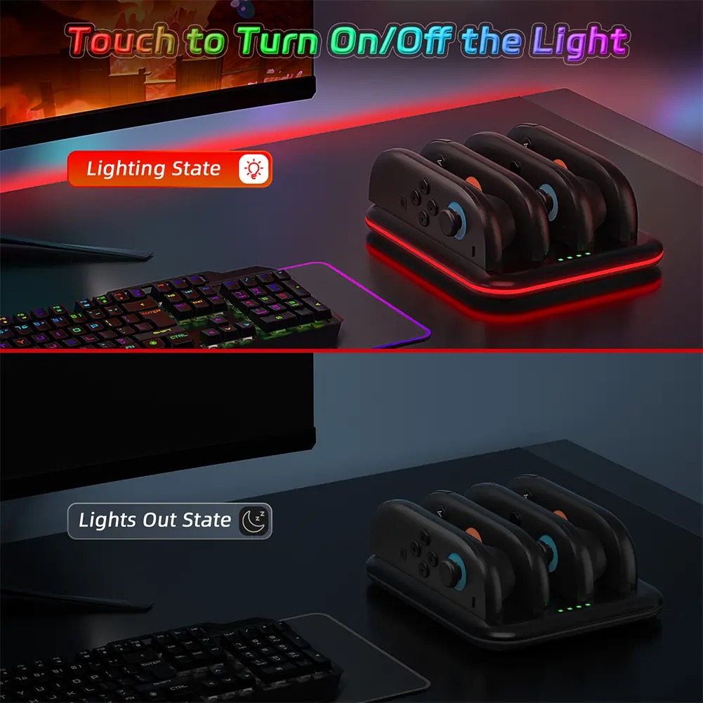 For Switch 2 joy-con Controller Charger Charging Dock Station for Switch 2 Charger Stand Base with Cable LED Up To 4 Controllers