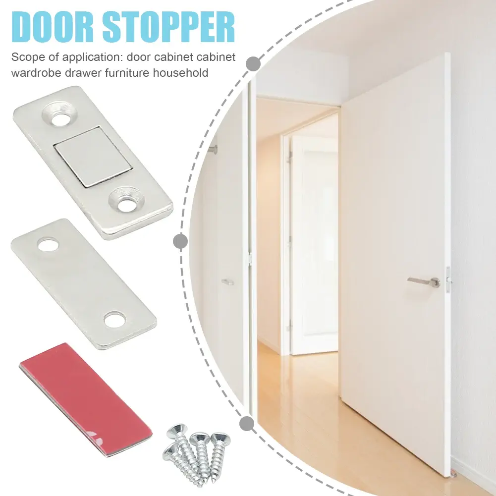 1-10 Sets Magnetic Cabinet Catches Door Stops Magnet Invisible Soft-Catch Ultra-Thin Anti-Rust Door Magnet with Screw for Home