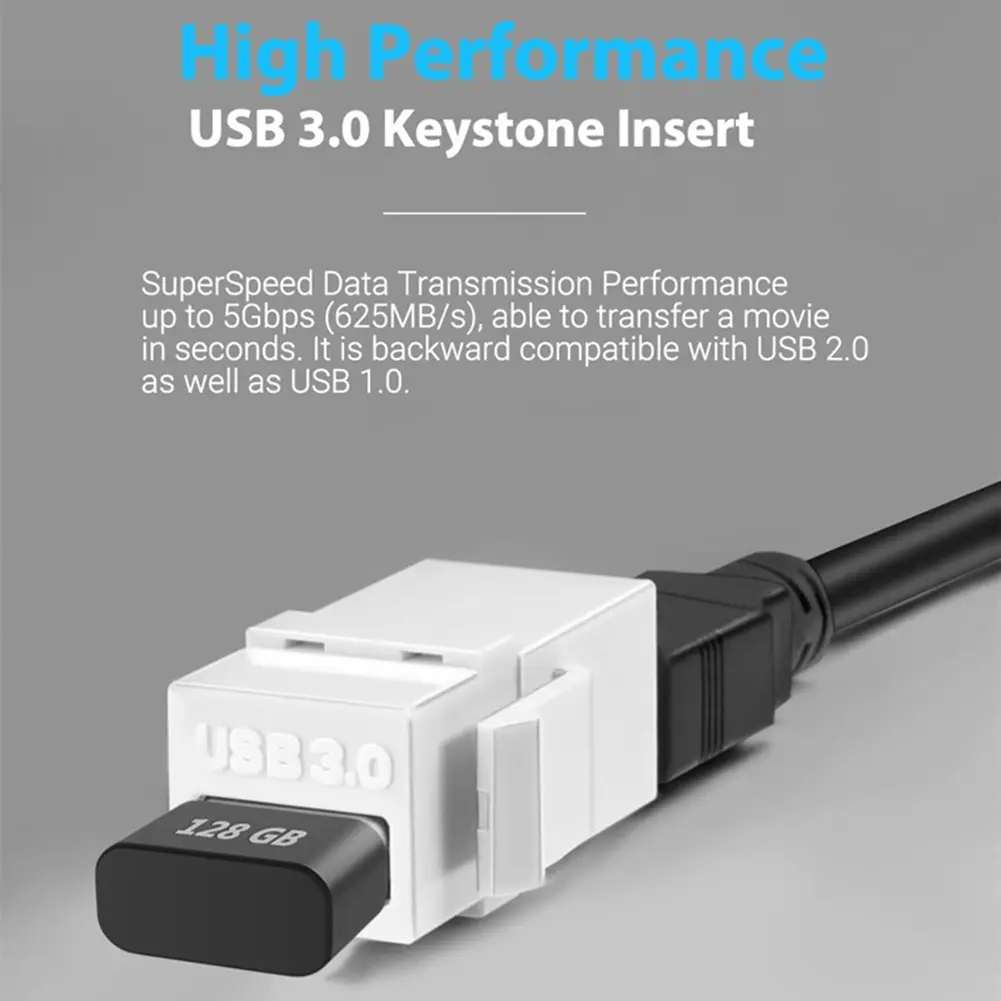 1-5PCS USB 3.0 Keystone Jack Inserts USB to USB Adapters Female to Female Connector for Wall Plate Outlet Panel