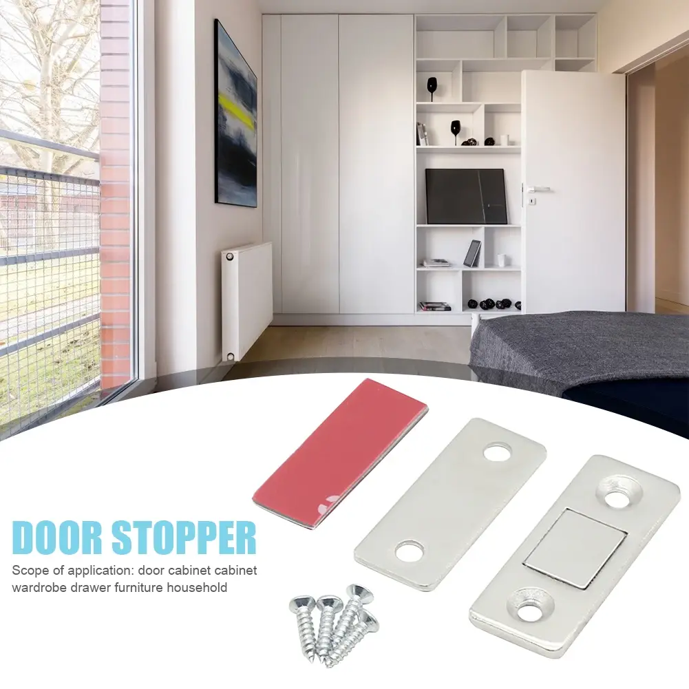1-10 Sets Magnetic Cabinet Catches Door Stops Magnet Invisible Soft-Catch Ultra-Thin Anti-Rust Door Magnet with Screw for Home