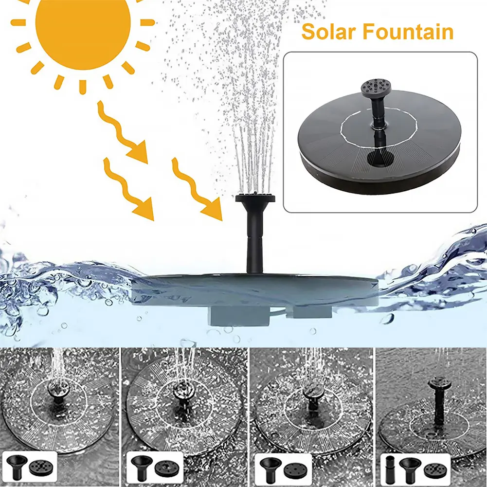 1W Free Standing Floating Birdbath Water Pumps Lift 35-50CM Solar Powered Floating Fountain Pump for Garden Ponds Pool Fish Tank
