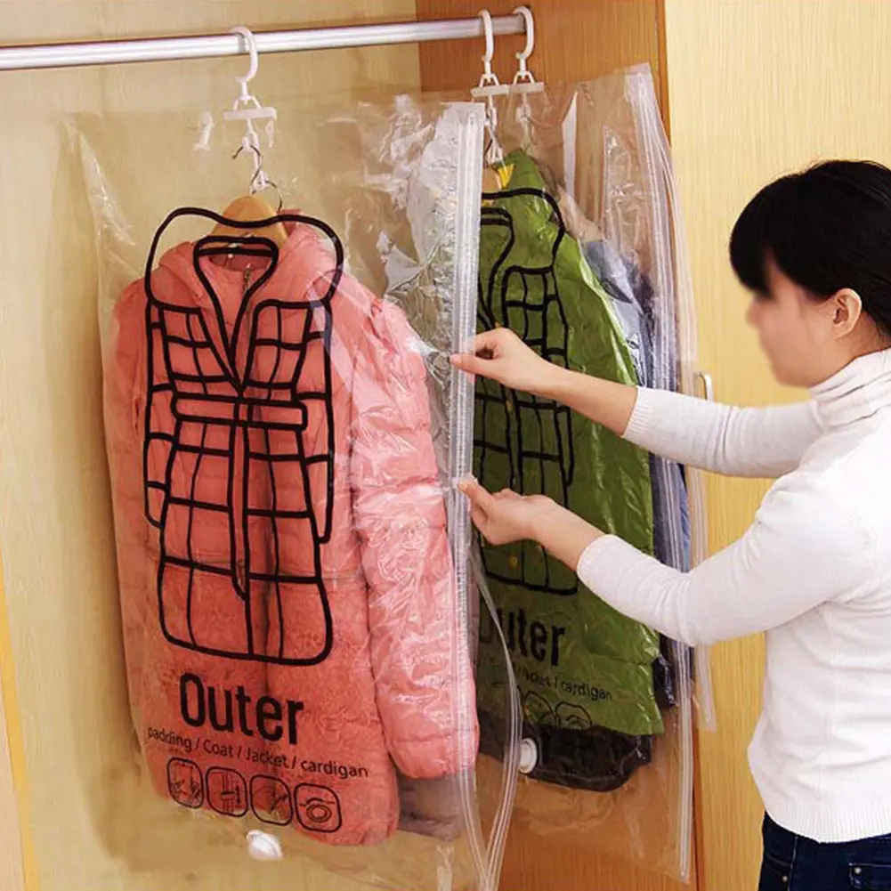 1-3Pcs Hanging Compressible Storage Bag Reusable Clothes Compression Storage Bag Space Saving for Clothes Down Overcoat
