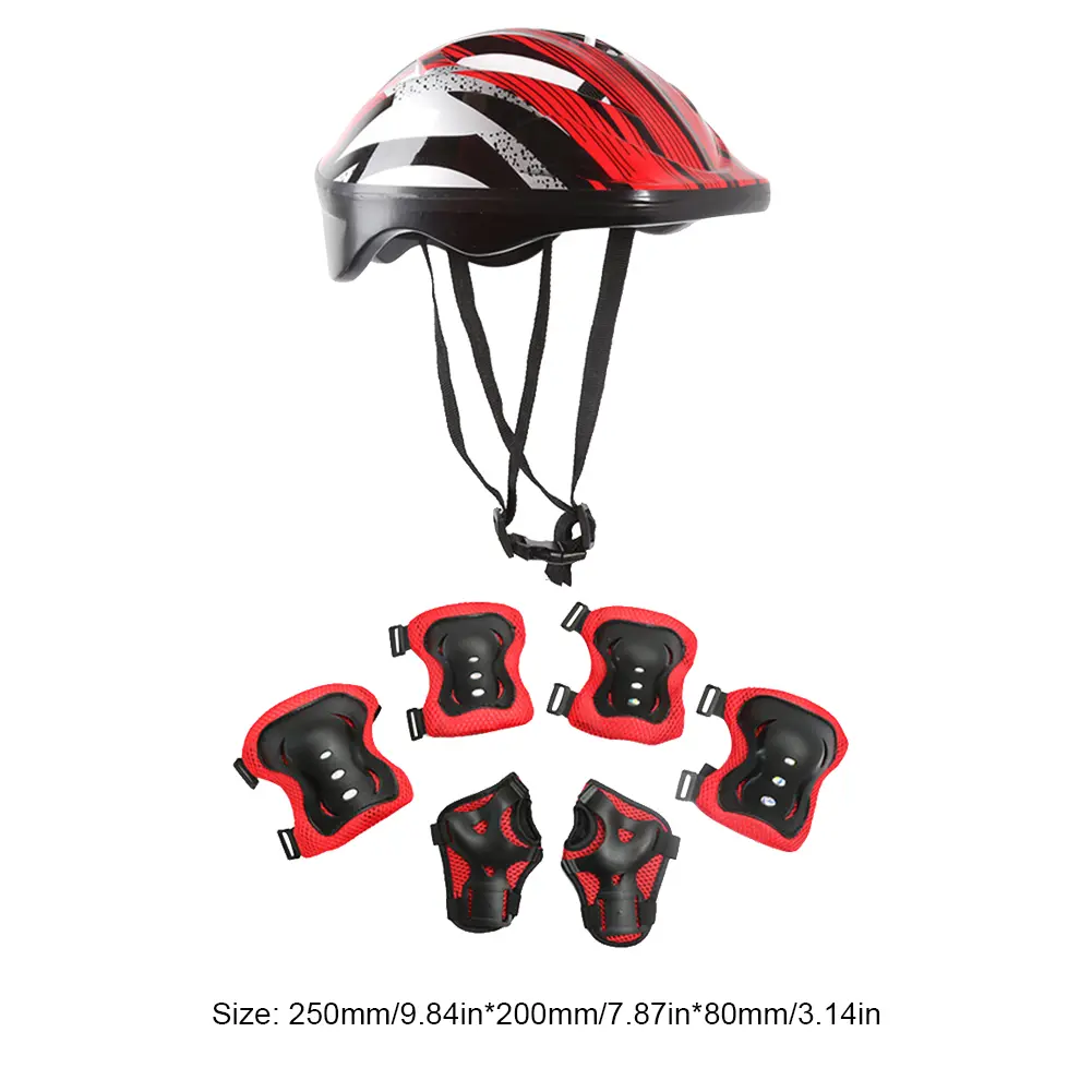 7Pcs Bicycle Sport Protective Gear Set with Wrist Guards Kids Skateboard Scooter Helmet Set for Skateboard/Bike/Skating/Cycling