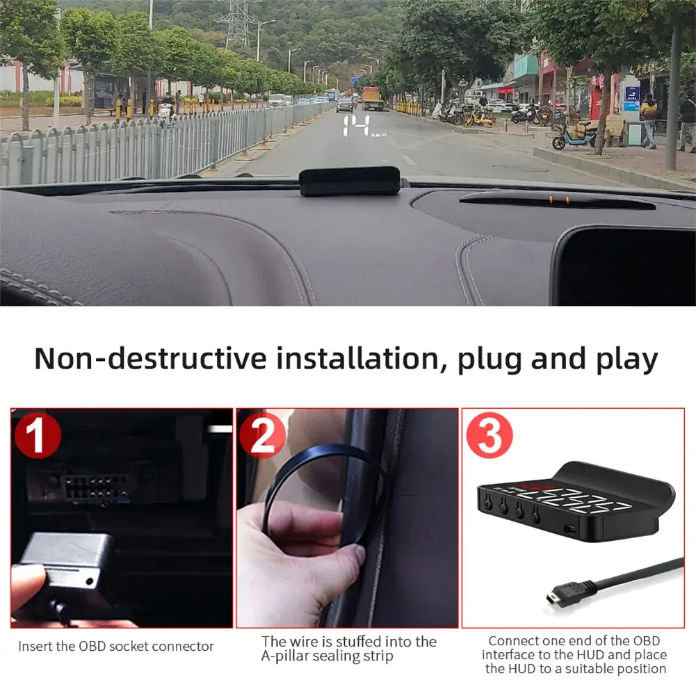 Car M3 HUD Head-Up Display O-BD2 Trip Computer Speed Projector Auto On-Board Computer Fuel Mileage Alarm Auto Car Accessories