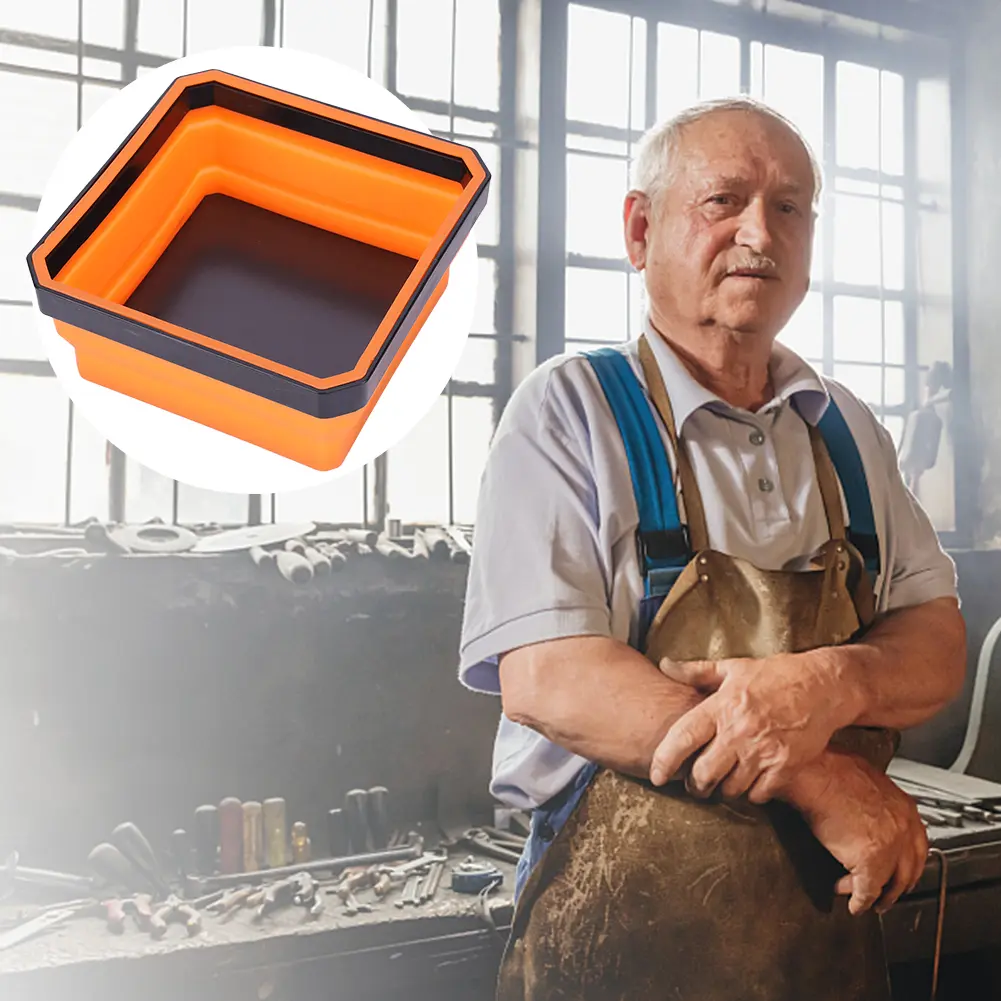 4.53 In Plumber Carpenters Tool Organizer Multicolor Collapsible Magnetic Parts Tray Storage Plate Box Tray for Small Metal Part