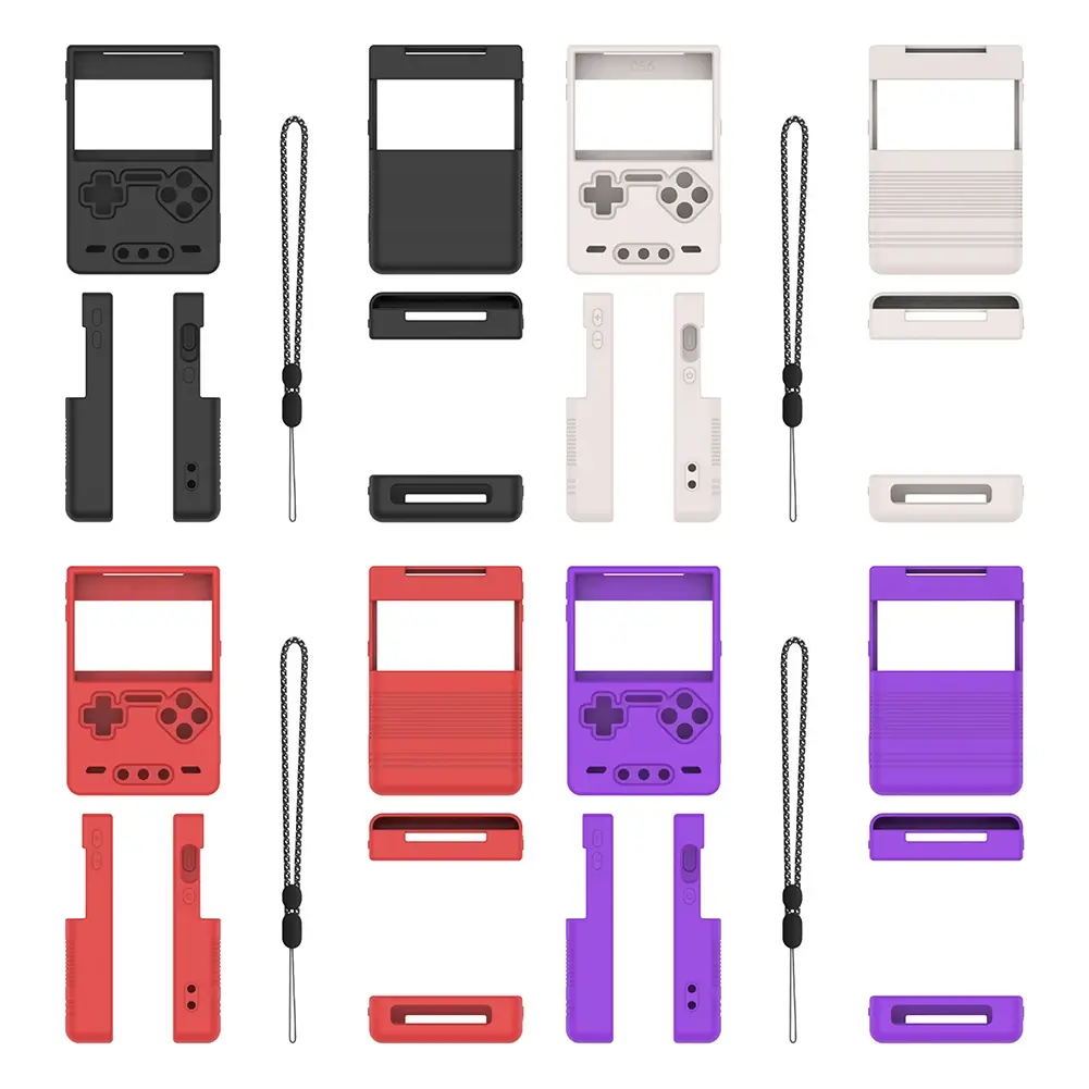 Silicone Case with Lanyard For TRIMUI BRICK Portable Retro Game Console Anti-Scratch Soft Skin Cover & Bag & Tempered Glass Film