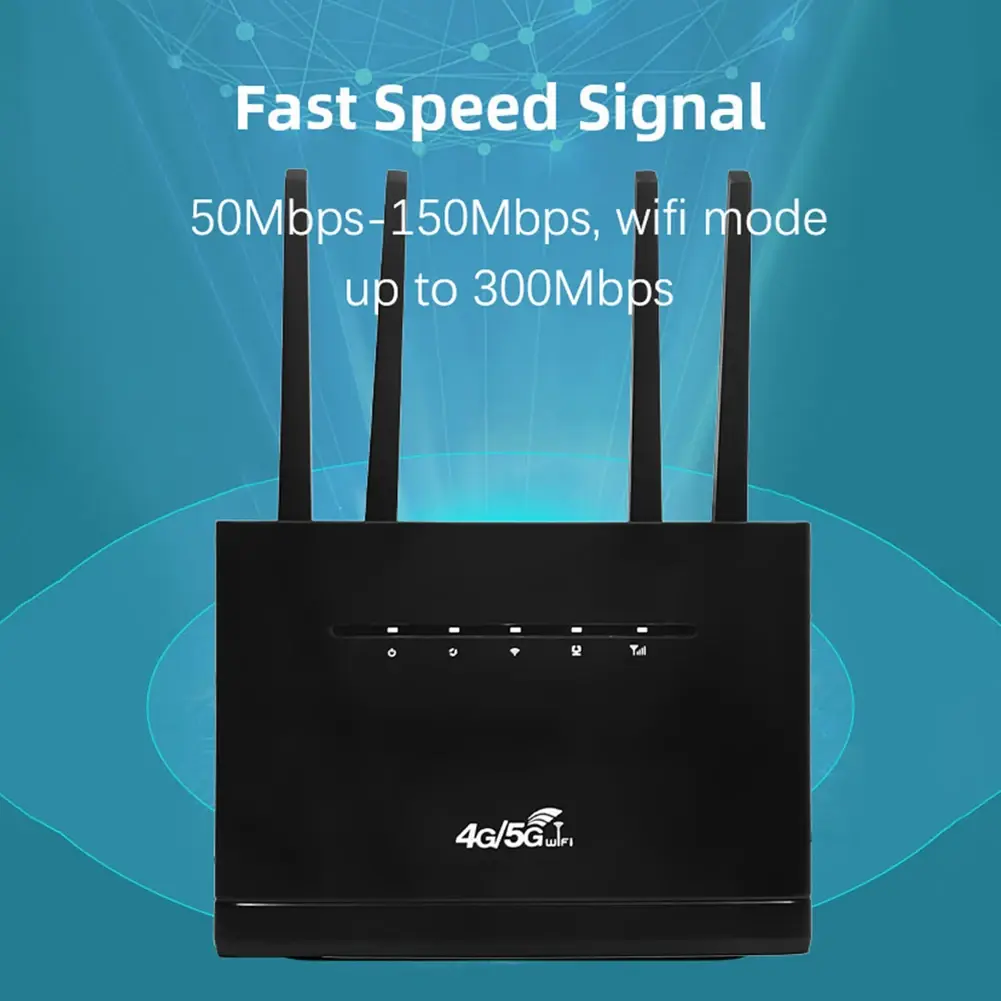 4G Wireless WiFi Router Modem 300Mbps 4G LTE CPE Router with SIM Card Slot RJ45 WAN LAN 4 Antenna Hotspot Support 32 Users