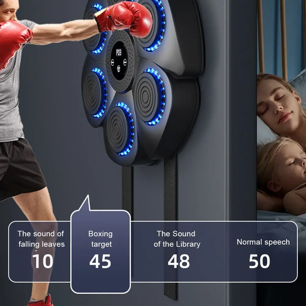 Smart Music Boxing Machine Bluetooth Boxing Reaction Wall Target Muay Thai Training Sandbag RGB Light Punching Equipment ﻿