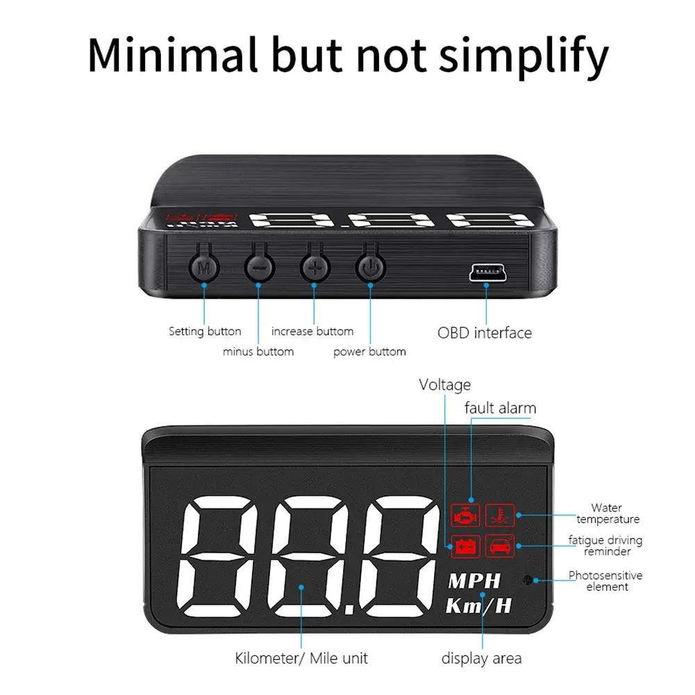 Car M3 HUD Head-Up Display O-BD2 Trip Computer Speed Projector Auto On-Board Computer Fuel Mileage Alarm Auto Car Accessories