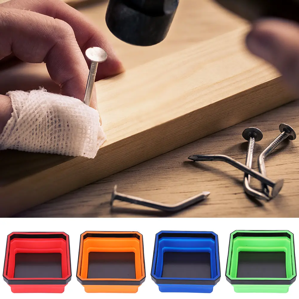 4.53 In Plumber Carpenters Tool Organizer Multicolor Collapsible Magnetic Parts Tray Storage Plate Box Tray for Small Metal Part