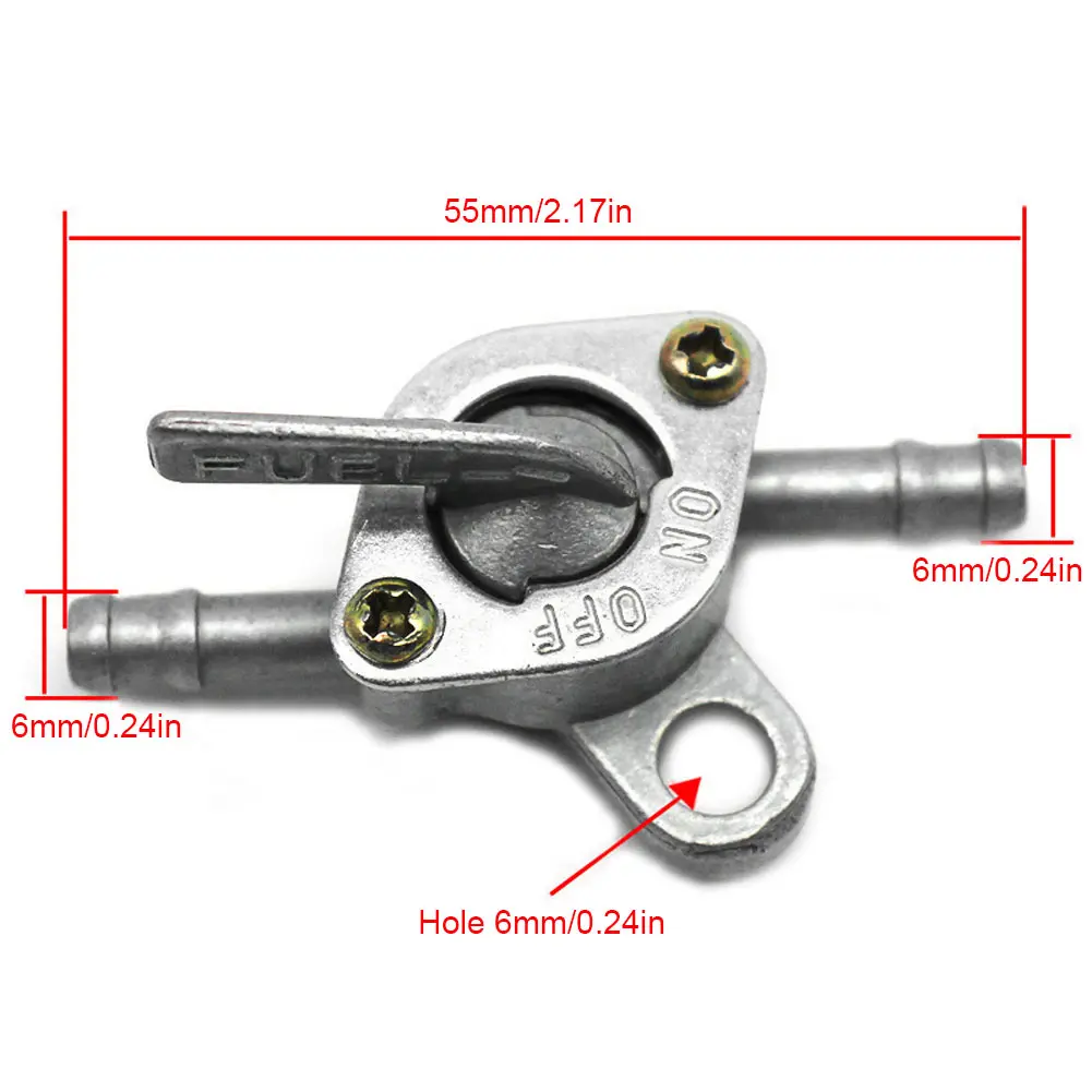 Inline Fuel Tank Tap Valve Petcock On-Off Switch Gas Fuel Tap Switch for Motorbike Mini Auto Dirt Bike