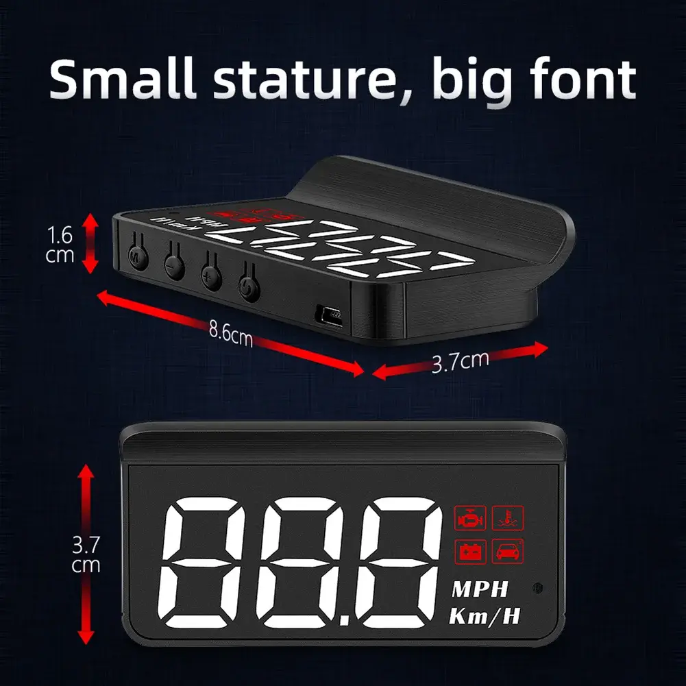 Car M3 HUD Head-Up Display O-BD2 Trip Computer Speed Projector Auto On-Board Computer Fuel Mileage Alarm Auto Car Accessories