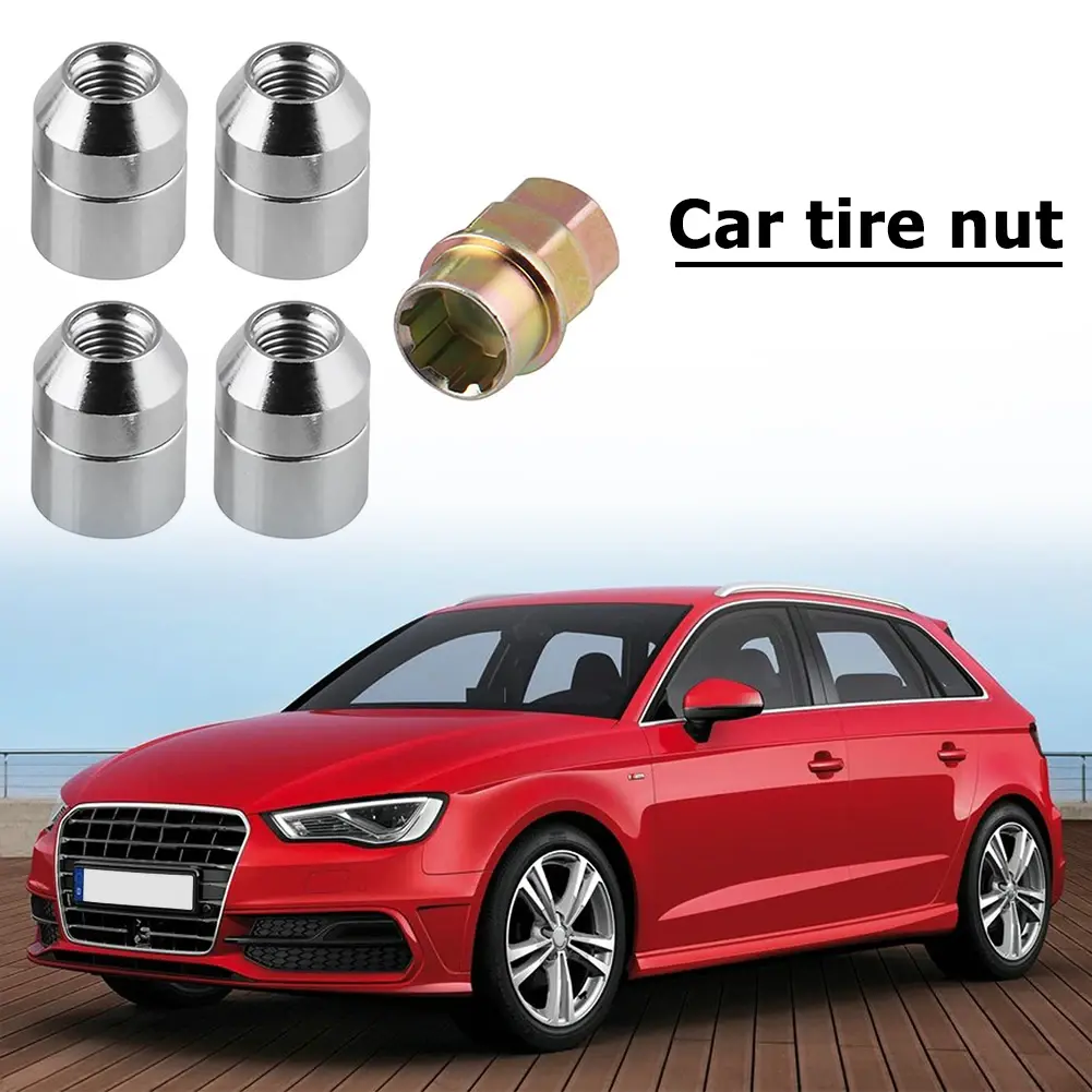 4 Locking Nuts 1 Key Universal Tire Wheel Lock Anti-Theft Screw Lug Nuts Iron Auto Tire Wheel Lock Accessories Easy Installation