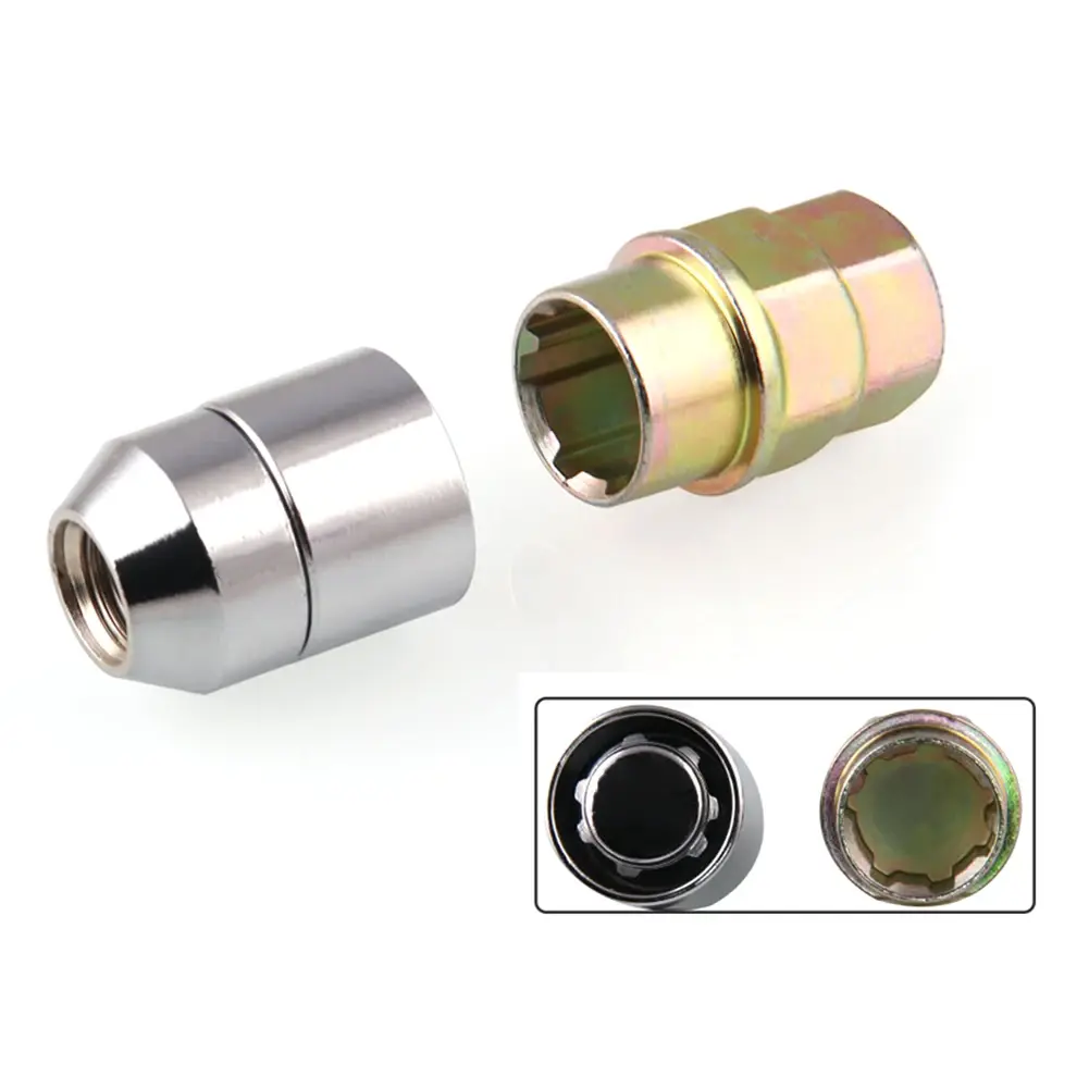 4 Locking Nuts 1 Key Universal Tire Wheel Lock Anti-Theft Screw Lug Nuts Iron Auto Tire Wheel Lock Accessories Easy Installation