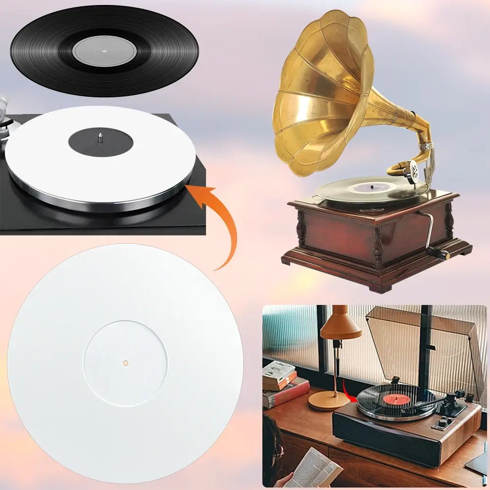 Turntable Mat 12in Vinyl Record Pad Anti-vibration Acrylic Record Player Platter Slipmat Record Player Mat for Phonograph