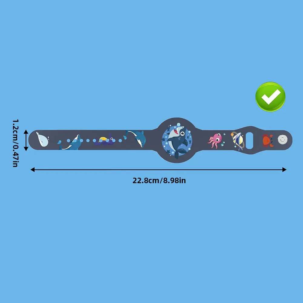 Cartoon Wristband Waterproof Kids Watch Band Silicone Lightweight GPS Tracker Holder for AirTag Compatible with Apple Airtag
