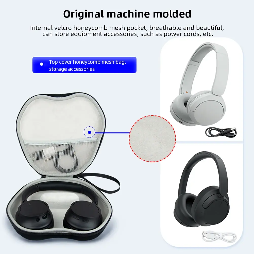 Earphone Case for SONY WH-CH720N/WH-CH520 Travel Storage Carrying EVA Hard Bag Anti Scratch Shockproof Headphones Accessories