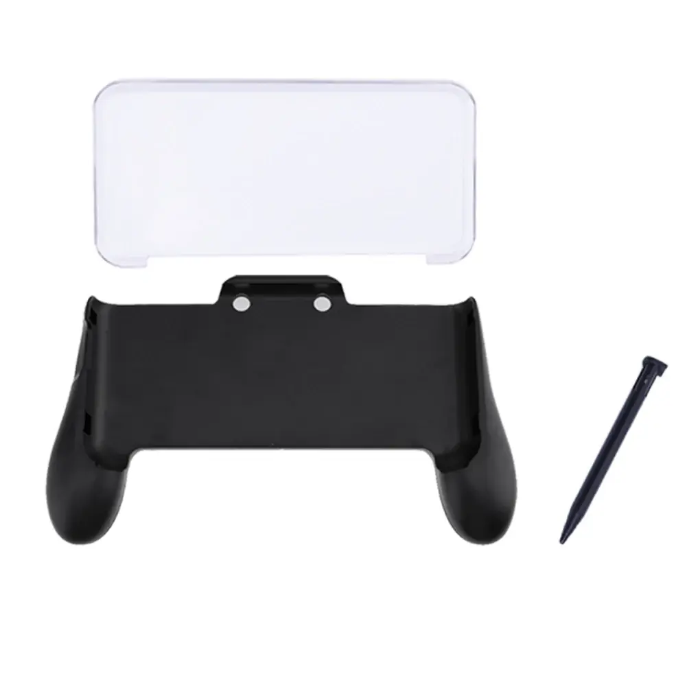 3 in 1 Hand Grip +Crystal Case+Plastic Stylus Pen for Nintendo NEW 2DS LL 2DS XL Console Black Accessories 1.5m cable+ bag