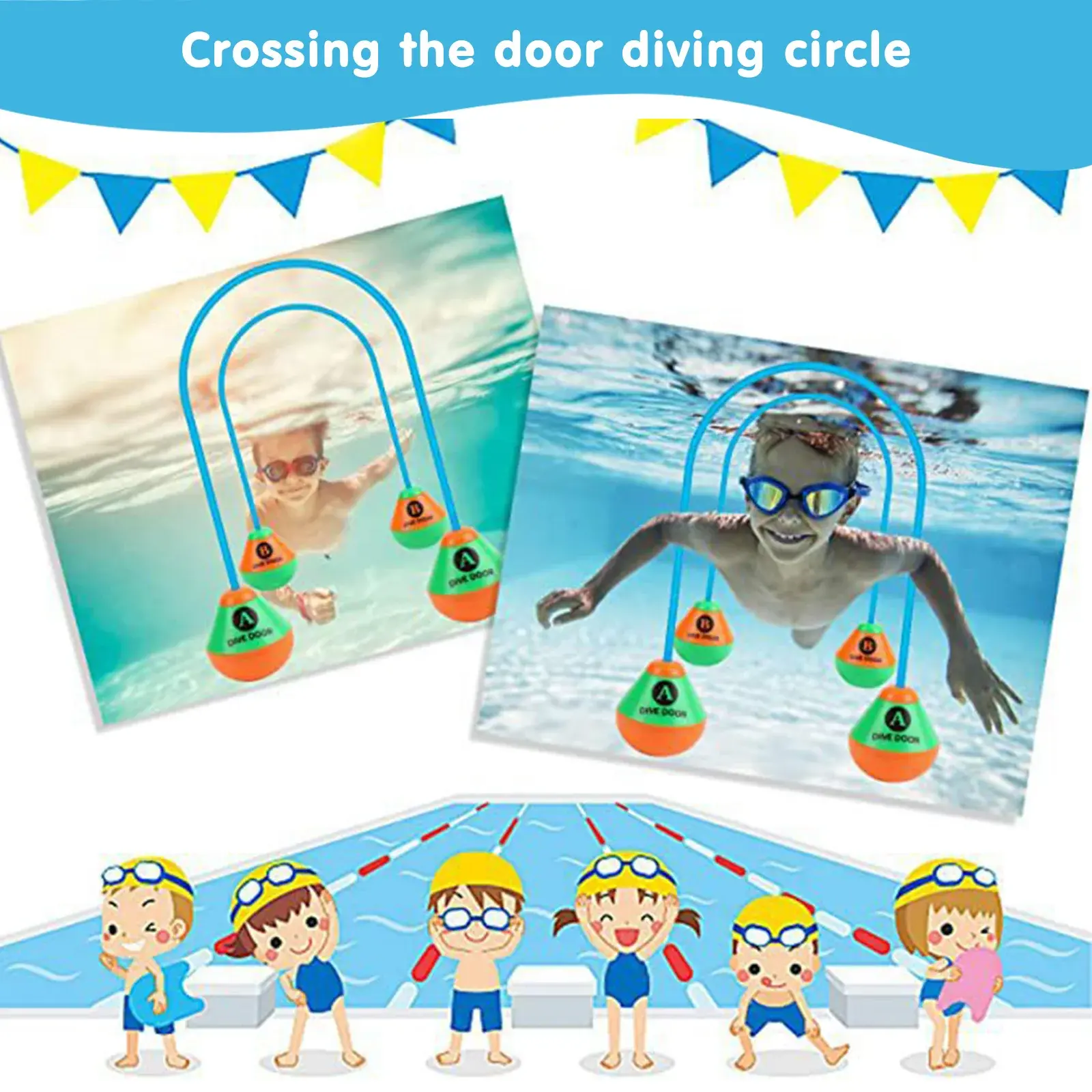 2pcs/set Through Door Diving Ring Funny Swimming Game Aids Reusable Underwater Swimming For Adults Kids Pool Through Rings