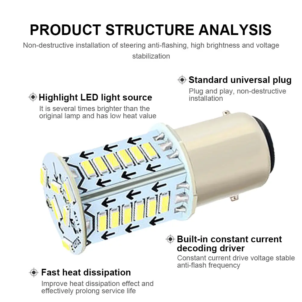 LED Brake Flash Bulb 12V Strobe LED Taillights Flashing Reverse Brake Parking Lamps Universal for Cars Trucks Motorcycles Trail