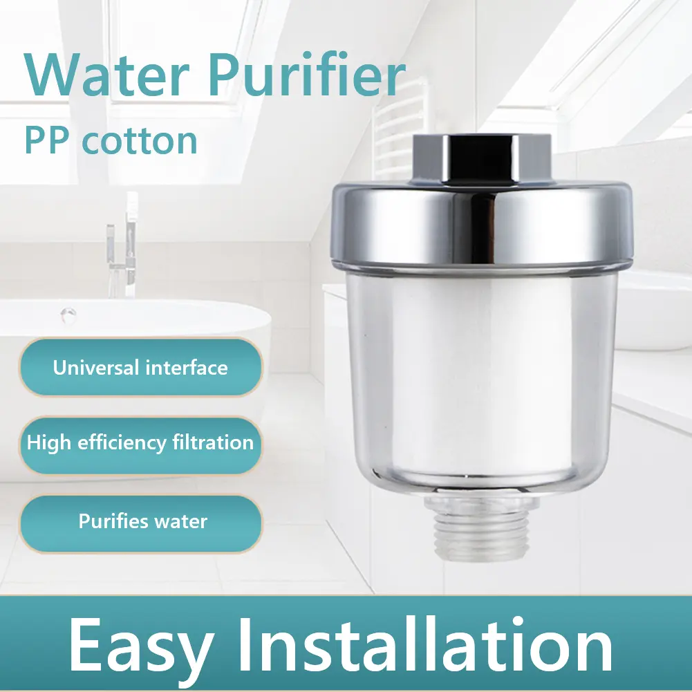 Shower Filter Transparent Bathroom Filtration System 5 Micron PP Cotton Filter Household Water Filter 3.5x2.4in for Home Kitchen