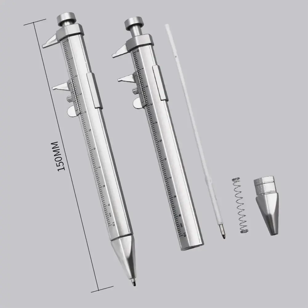 2 in 1 Caliper Type Ballpoint Pen Precise Measurement Range 0-100mm Multifunction Vernier Caliper  Bullet-tip Design Pen for Kid