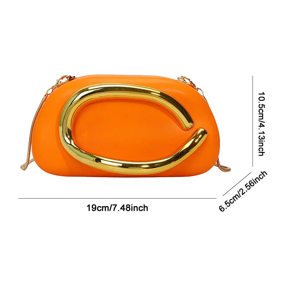 Women PU Leather Trendy Clutch Purses with Chain Metal Decoration Evening Bag Hand-held Shoulder Clutch Bag for Evening Dinner
