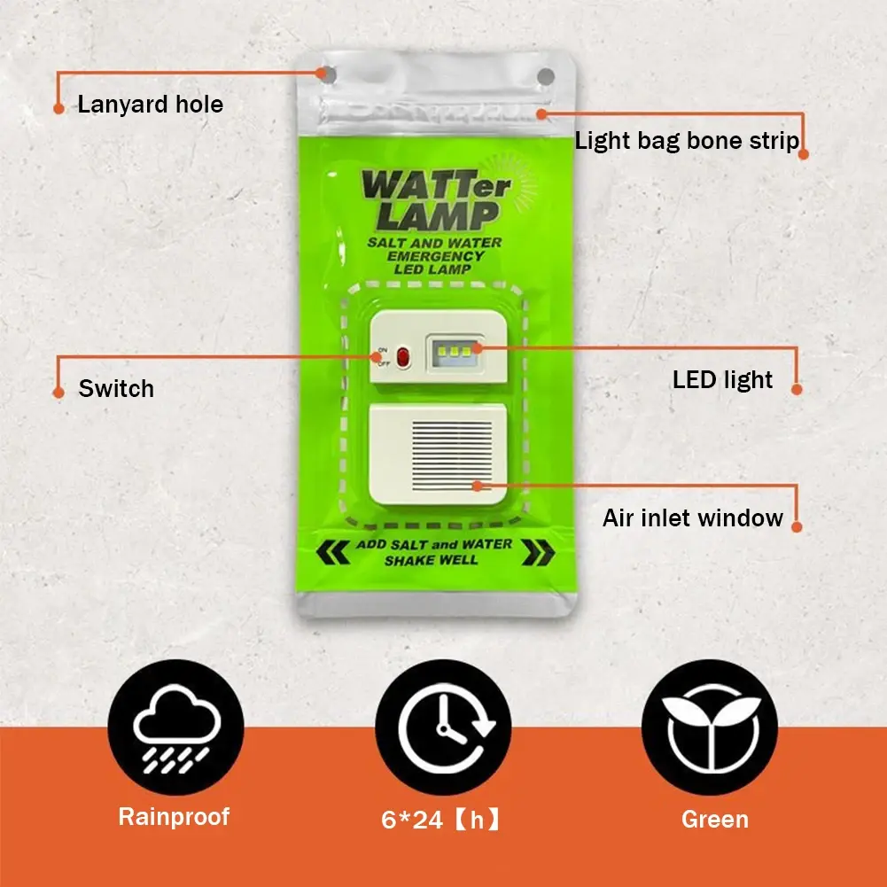 Portable Camping Lamp Salt Water LED Emergency Lamp for Outdoor Camping Night Fishing Lamp Energy Saving Lamp Travel Supplies
