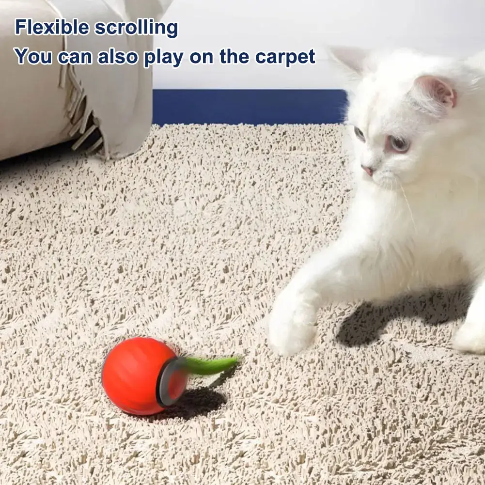 Automatic Cat Toys Ball Smart Cat Toys Two Speed Adjustment Speedy Tail Cat Toy with Replacement Tail Cat Interactive Ball Toys