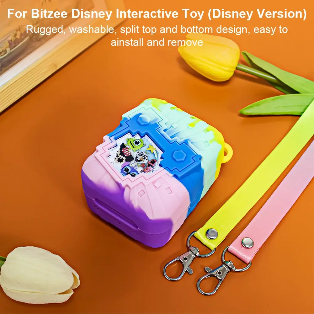 For Bitzee Dis ney Interactive Toy Digital Pet Silicone Protective Cover With Lanyard Dustproof Shockproof Carry Case Accessorie