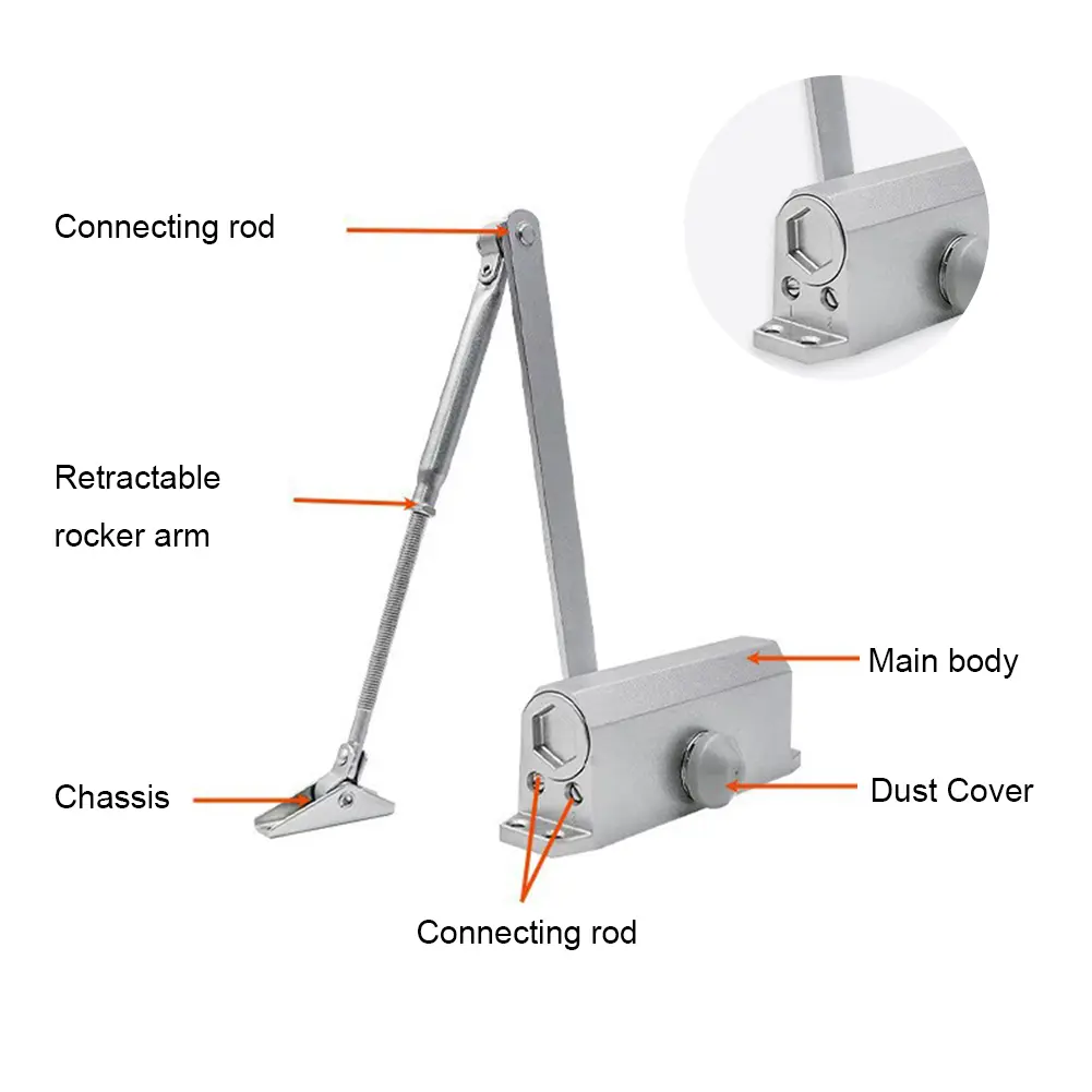 Automatic Gate Closer Metal Spring Buffer Door Closer Versatile Mute Closing Door Tool for Residential Commercial Use