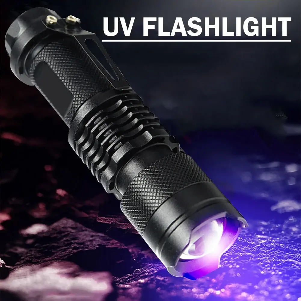 LED UV Flashlight 365nm/395nm Ultraviolet Torch Money Verification Inspection Lamp Pet Urine Stain Detector Tools Purple Light