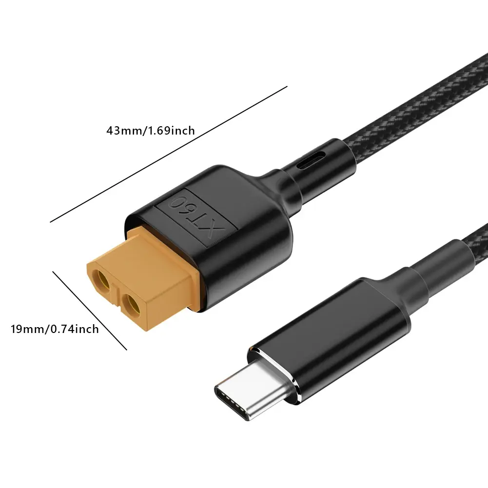USB C to XT60 Adapter Type-C to XT60 Charging Cable PD2.0 100W 20V 5A Charging Cord Adapter for ToolkitRC SC100 50/100cm