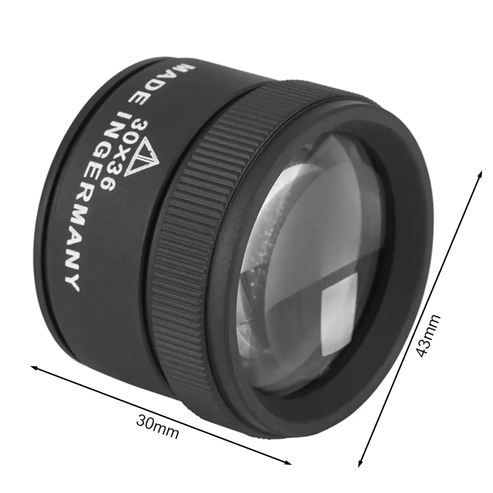 30X Magnifying Glass K9 Optical Lens Monocle Magnifier for Coin Stamps Loupe