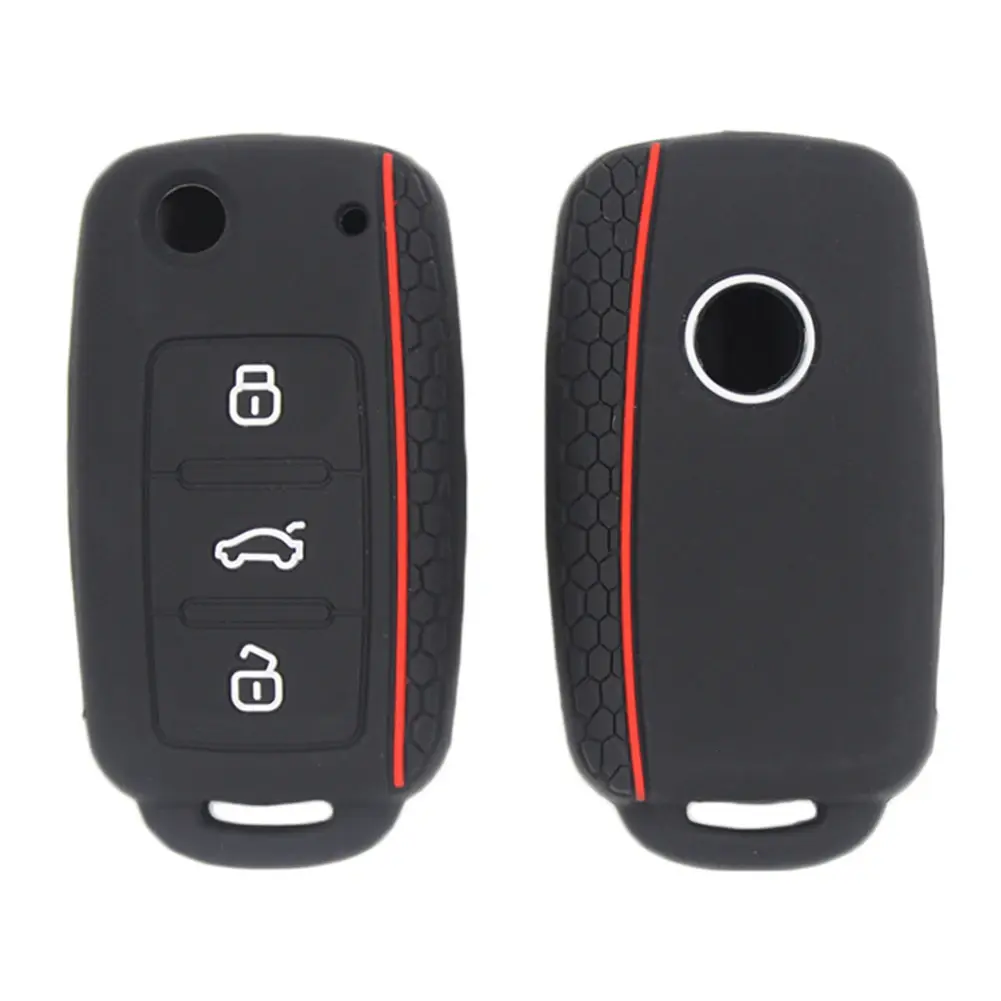 1-5Pcs Silicone Car Key Protection Shell Bag 3 Buttons Car Key Cover Case Shell Key Case for Volkswagen Sagitar Polo Golf Skoda