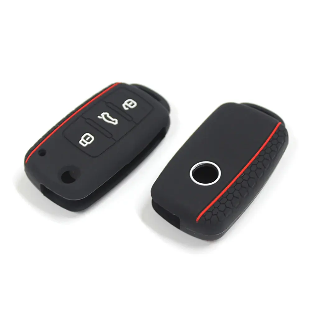 1-5Pcs Silicone Car Key Protection Shell Bag 3 Buttons Car Key Cover Case Shell Key Case for Volkswagen Sagitar Polo Golf Skoda