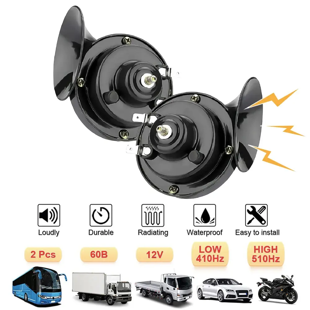 12V Car Motorcycle Snail Air Horn  48W Waterproof Auto Snail Horn 300DB Super Loud Horn for Motorcycle Car Truck SUV Boat