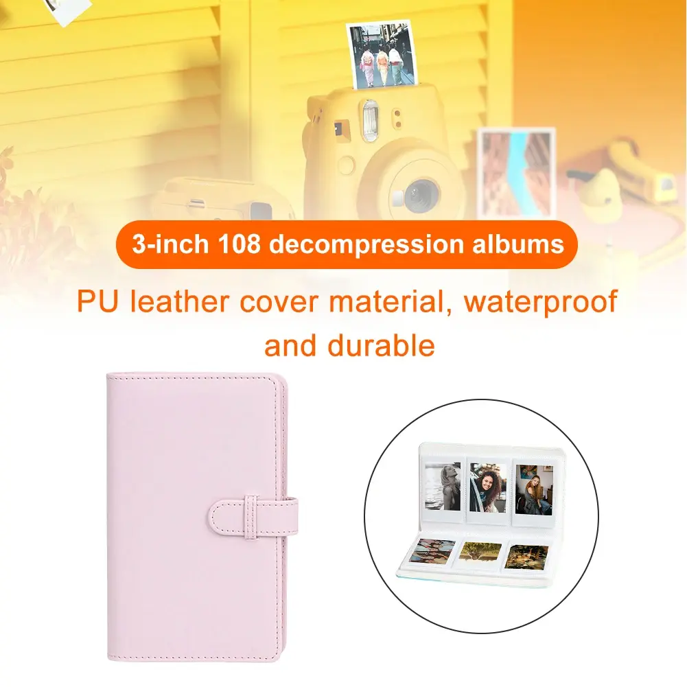 108 Sheets Portable Photo Album Pink Ticket Card Collection Book Green Fashion Design for Fujifilm Instax Mini 12 for Collection